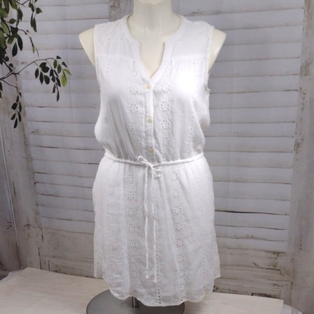 GAP White Eyelet Gauze Dress Size L